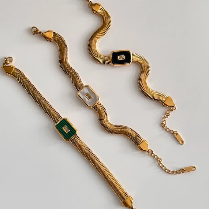 Vintage Square Herringbone Chain Bracelet